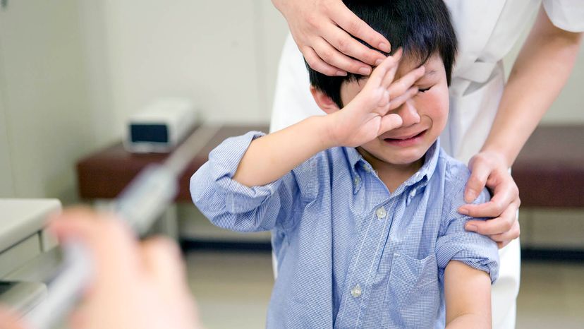 child terrified of shot