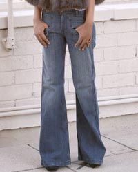 High-waisted, wide-legged jeans on the runway during Fall 2011 Mercedes-Benz Fashion Week in New York City.