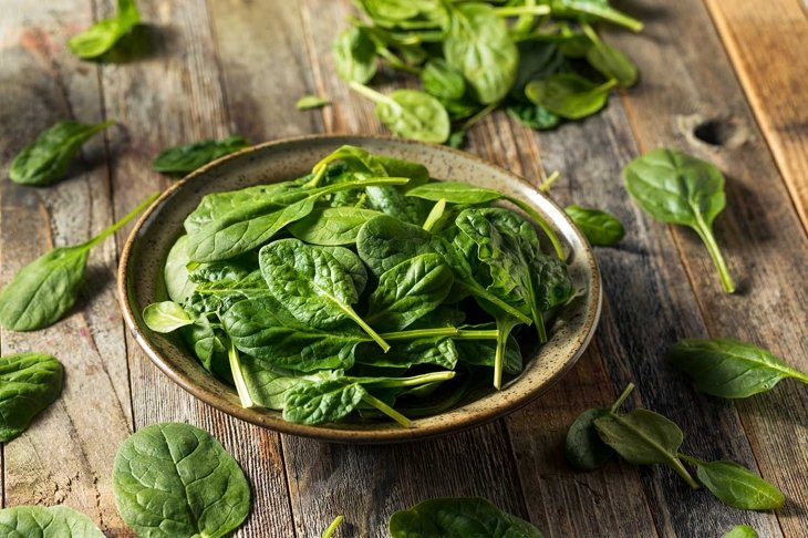 Raw Organic Fresh Baby Spinach in a Bowl